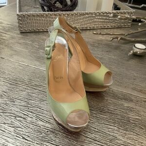 AUTHENTIC CHRISTIAN LOUBOUTIN MINT/PASTEL GREEN SLINGBACK HEELS